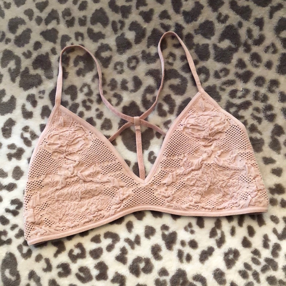 Free People Floral Strappy Back Bralette Pink Size XS/S